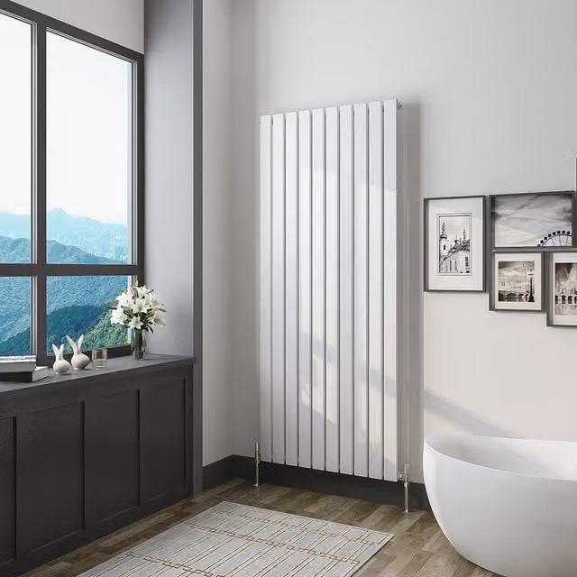 AicaBathroom Vertical Flat Panel Steel Radiator in White, H: 160 cm, W: 68 cm, D: 68 cm