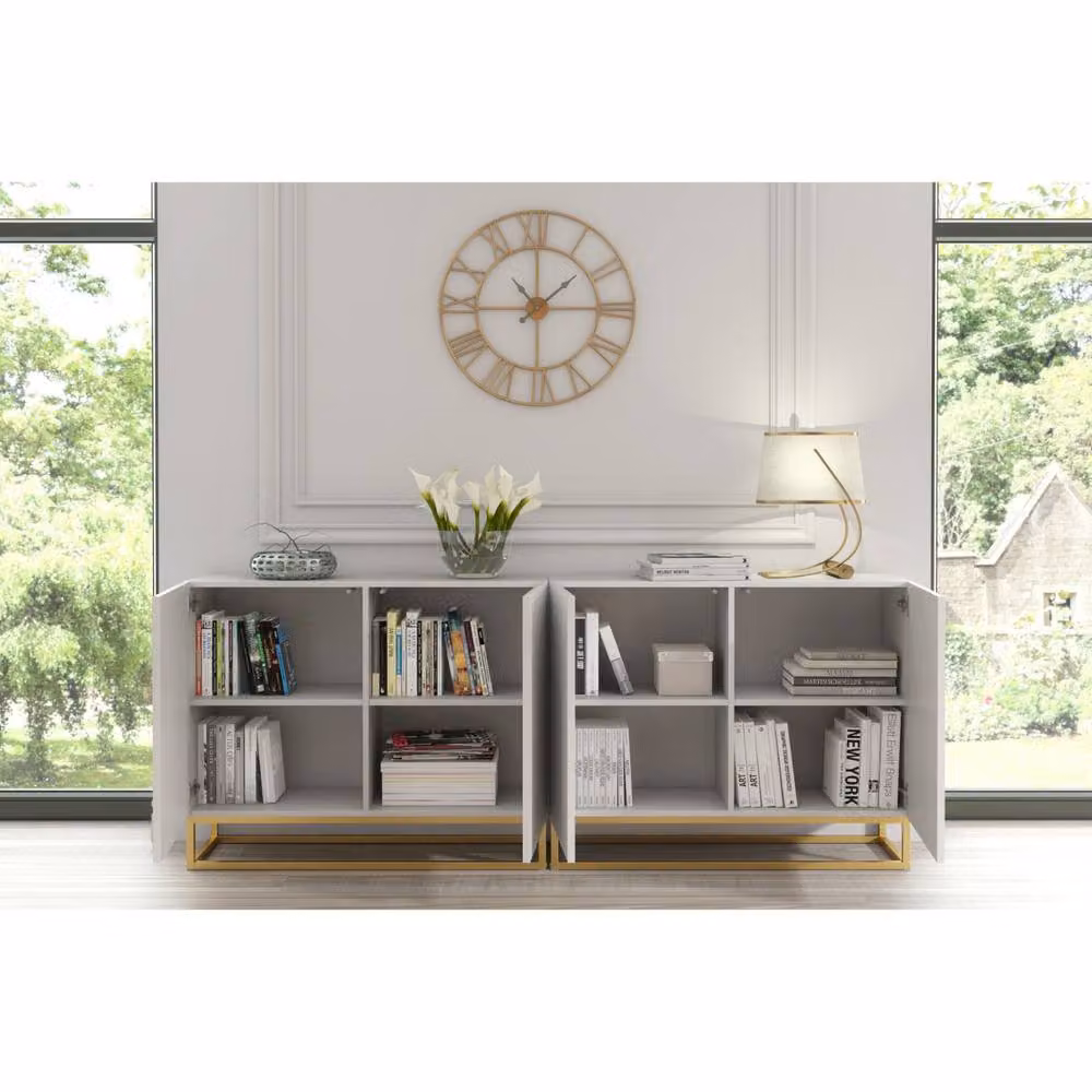 Mex Furniture LTD Ripple Duo Sideboard in White with Fluted Doors, W: 200 cm, H: 80 cm, D: 35 cm – 2