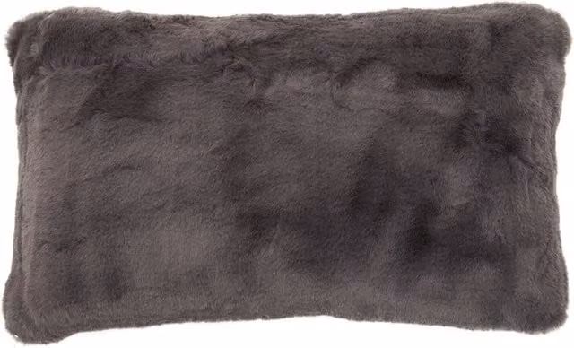 Bosie Lamina Grey Rectangular Faux Fur Cushion with Feather Filling