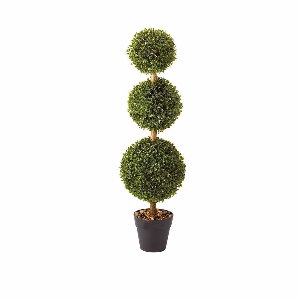 mysmartbuy Trio Ball Artificial Topiary Bush, Green Potted Faux Plant, H80 x 23 cm Diameter – 2