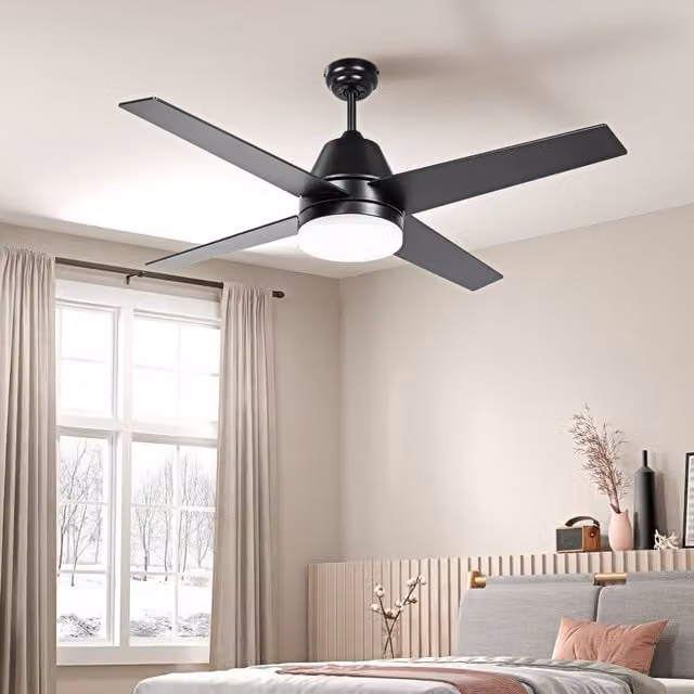 HOMCOM Reversible Ceiling Fan with LED Light, Walnut Brown, Diameter: 129 cm