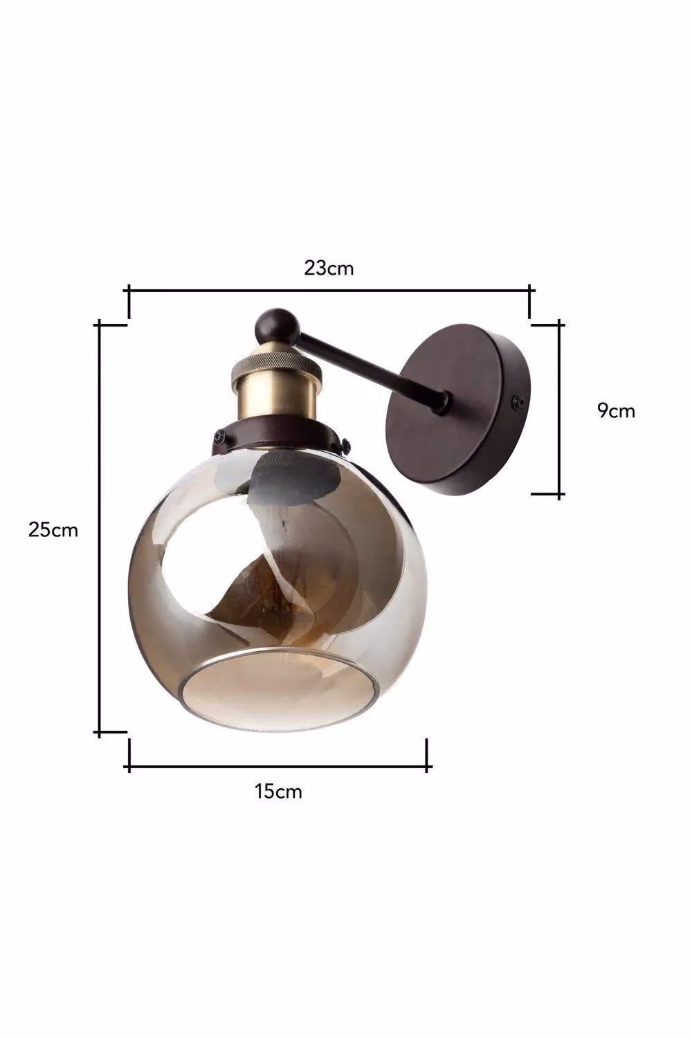 BHS Lighting Carter Bronze Metal Wall Light with Transparent Glass Sphere – 3