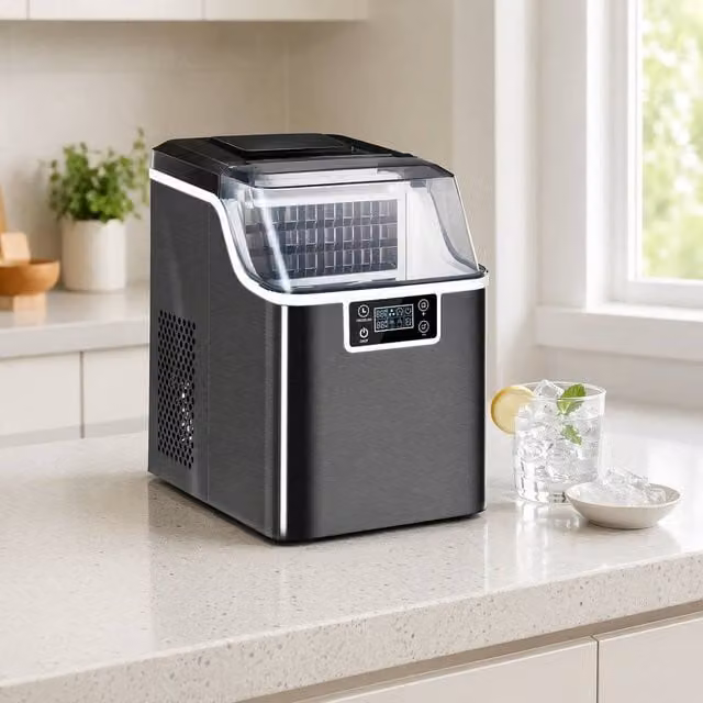 STILVORA Ice Maker with Digital LCD Display and Timer in Black – 1