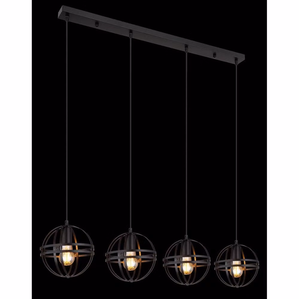 Globo Lighting Tamara II Industrial Black Metal Sphere Pendant Light, Height-Adjustable, 4x E27, W/D/H: 20 x 20 x 120 cm – 5