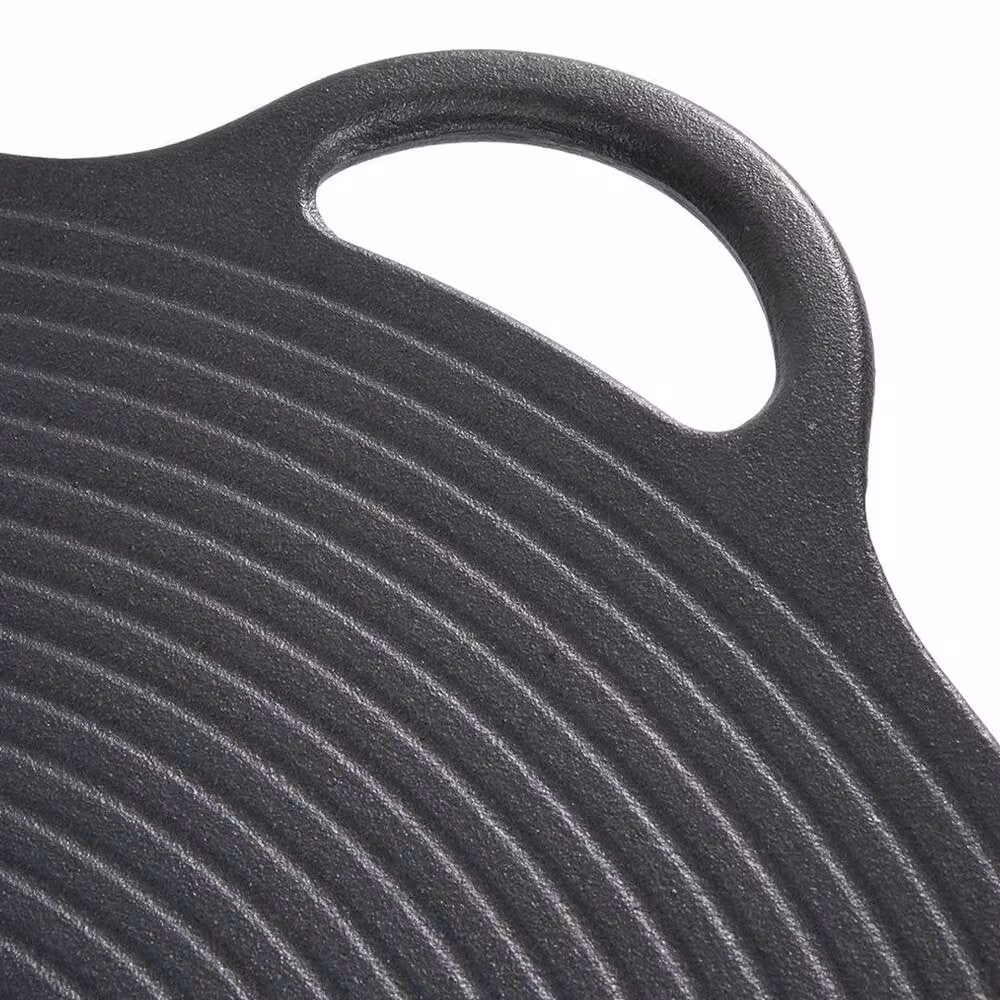 NESTLUNE Non Stick Cast Iron Griddle Pan Skillet in Black, W: 43 cm, D: 35 cm, H: 2.5 cm