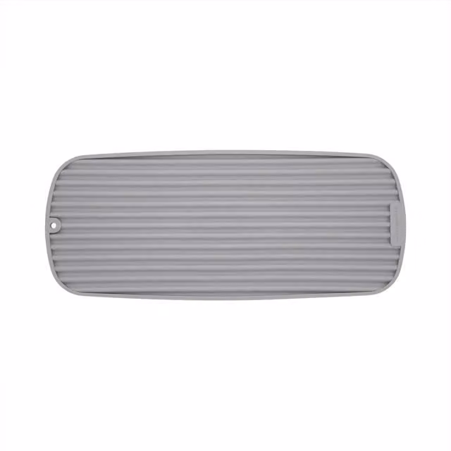KitchenAid Slim Flexible Non-Slip Dish Drying Mat in Grey Ribbed Design