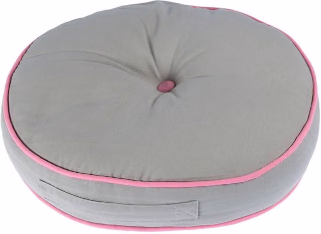 Homescapes Round Floor Cushion in Grey and Pink with Cotton and Polyester
