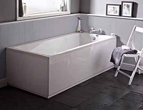 Nuie Linton Rectangular Single Ended Bath, White, W/D/H: 140 x 70 x 40 cm – 2