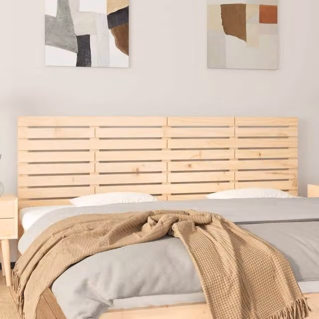 Berkfield Home Wall Mount Headboard in Natural Solid Pine Wood, W/D/H: 166 x 3 x 63 cm – 1