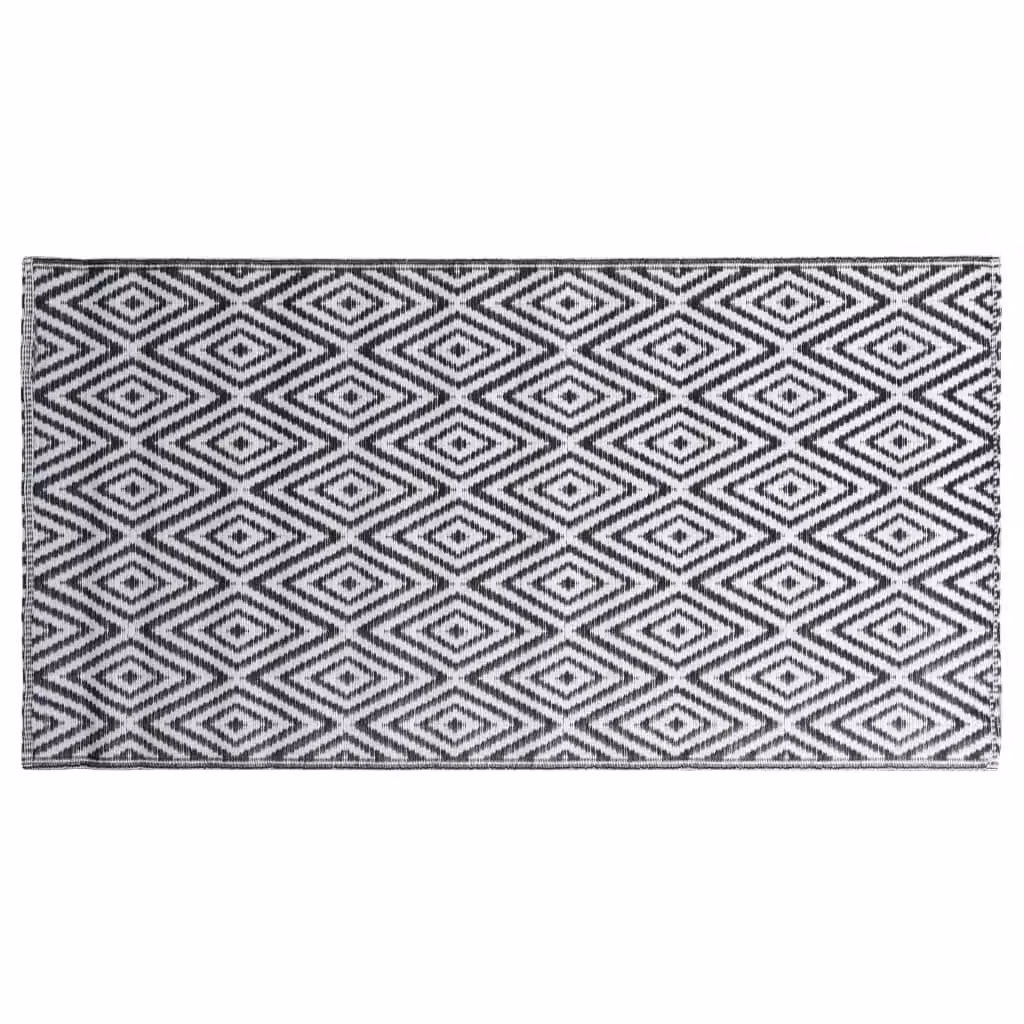 Berkfield Home Modern Outdoor Polypropylene Carpet in White and Black, W/D: 120 x 180 cm – 3