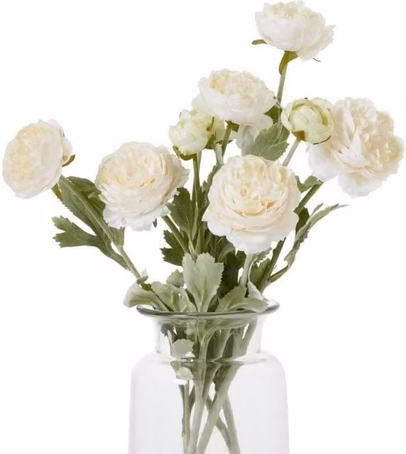 Lemon Pavilion Natural Garden Collection Apricot Ranunculus Single Stem Artificial Flower, Height: 50 cm, Cream