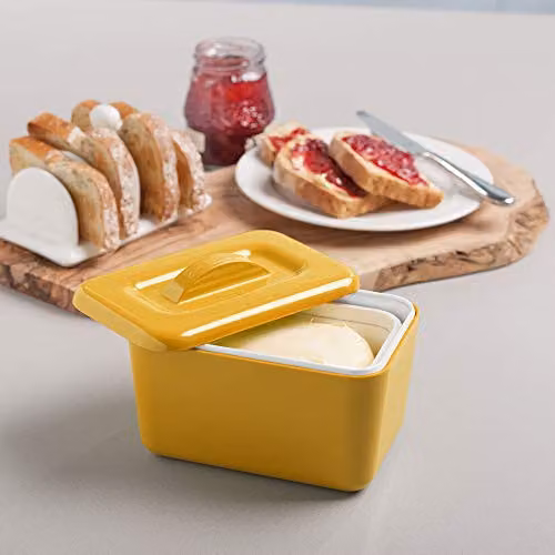 Zeal Insulated Melamine Butter Dish with Lid, 500g Capacity, Mustard Yellow – 2