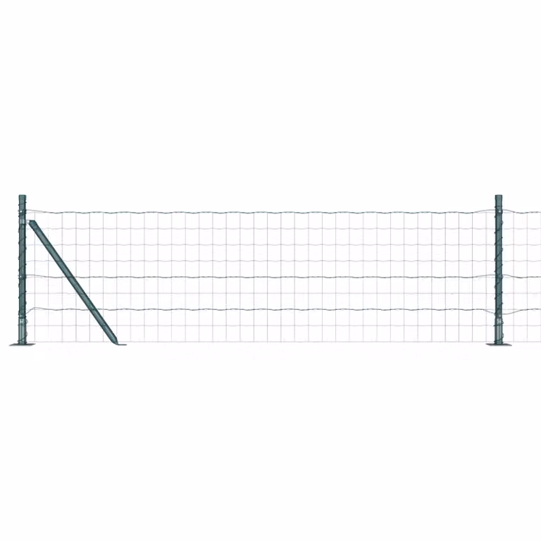 Berkfield Home Euro Fence with 7 Flanged Posts, Galvanised Steel, Silver, W: 10 m, H: 0.4 m