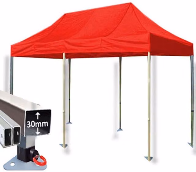 Trader Max 30 Instant Pop Up Gazebo Set of 3, Red, W: 6.0 m, D: 3.0 m