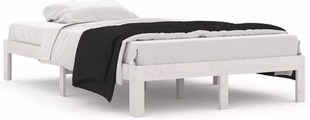 Berkfield Home White Solid Pine Wood Bed Frame, W/D/H: 200 x 120 x 30 cm