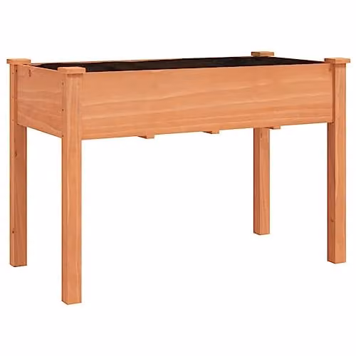 vidaXL Wooden Planter with Liner, Brown, W: 118 cm, D: 59 cm, H: 76 cm – 1
