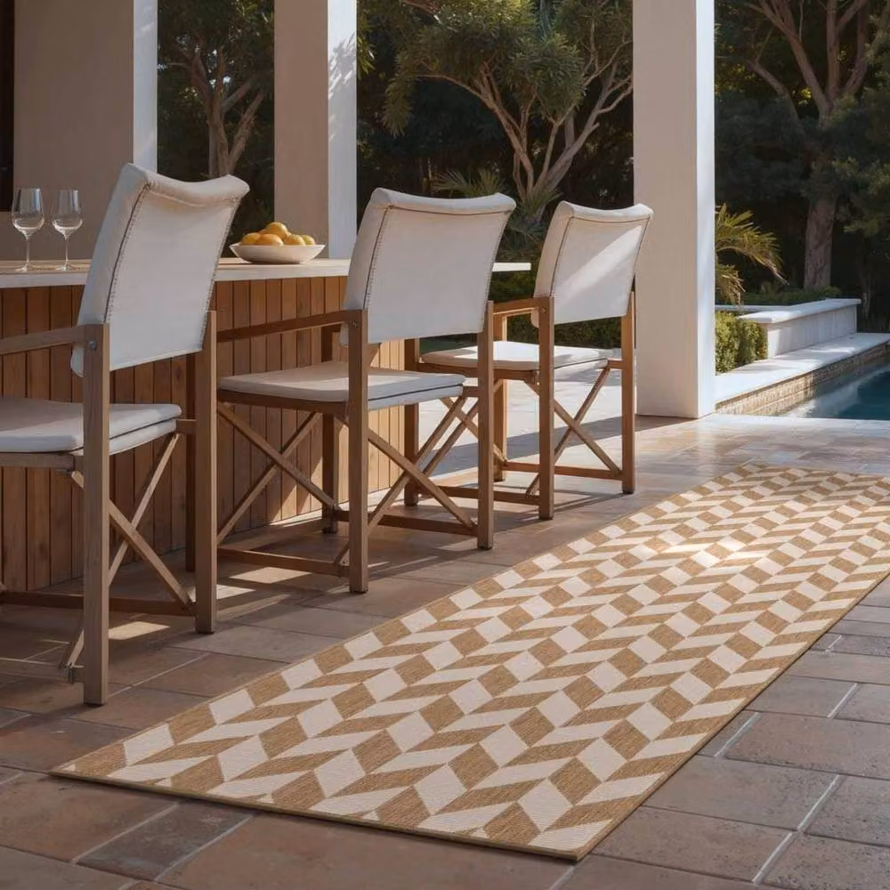 Ted Baker Terrick Reversible Indoor Outdoor Geometric Chevron Rug in Beige, W: 200 cm, D: 300 cm – 5