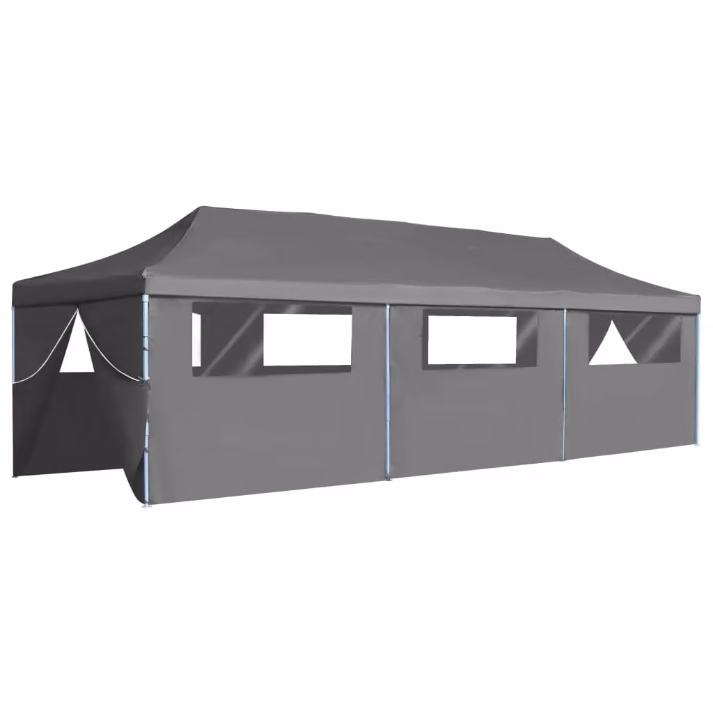 Berkfield Home Folding Pop-up Party Tent with 8 Sidewalls, W: 9 m, D: 3 m, Anthracite and Black – 2