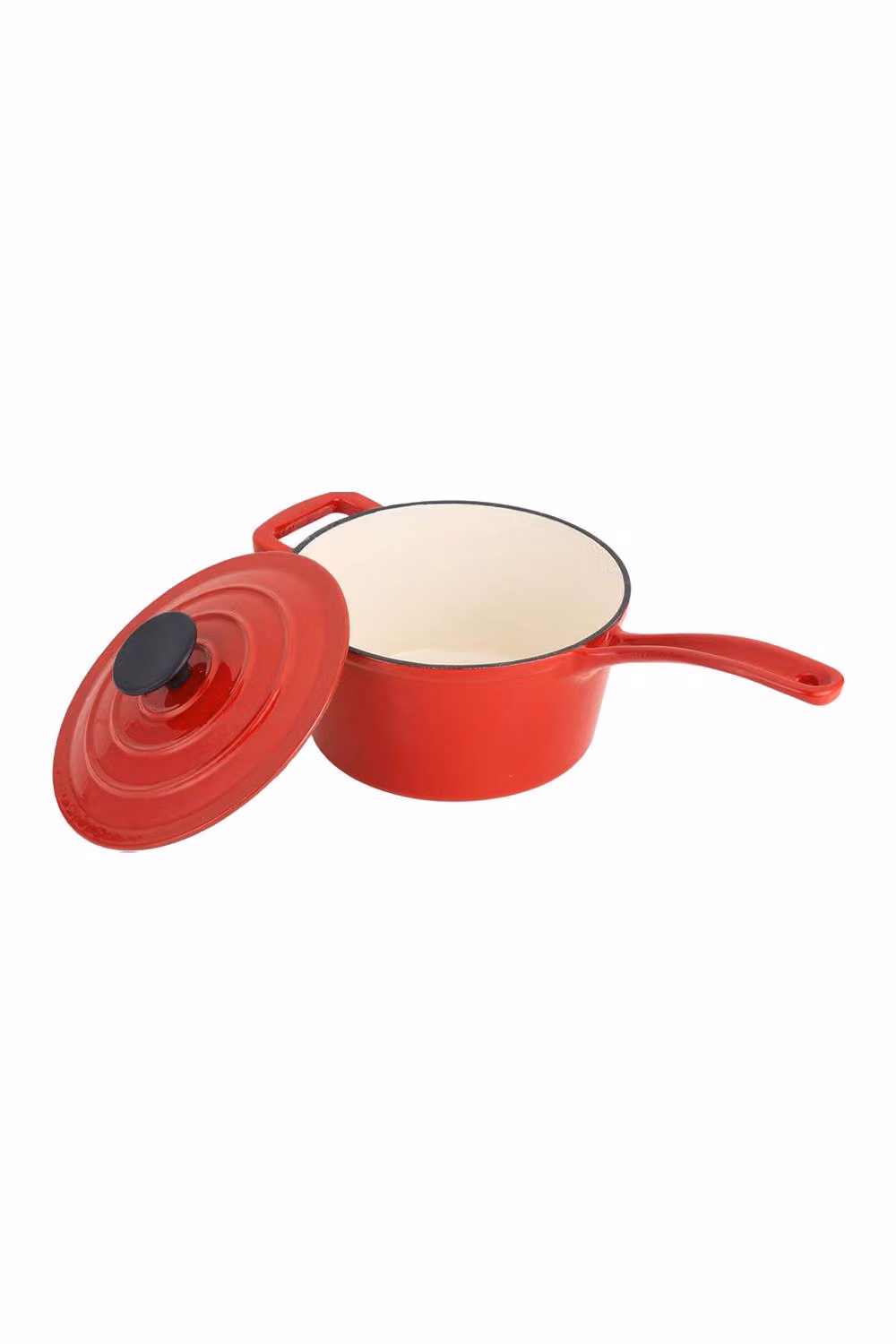 Garden Sanctuary Enamelled Cast Iron Saucepan with Glass Lid, Red – 2
