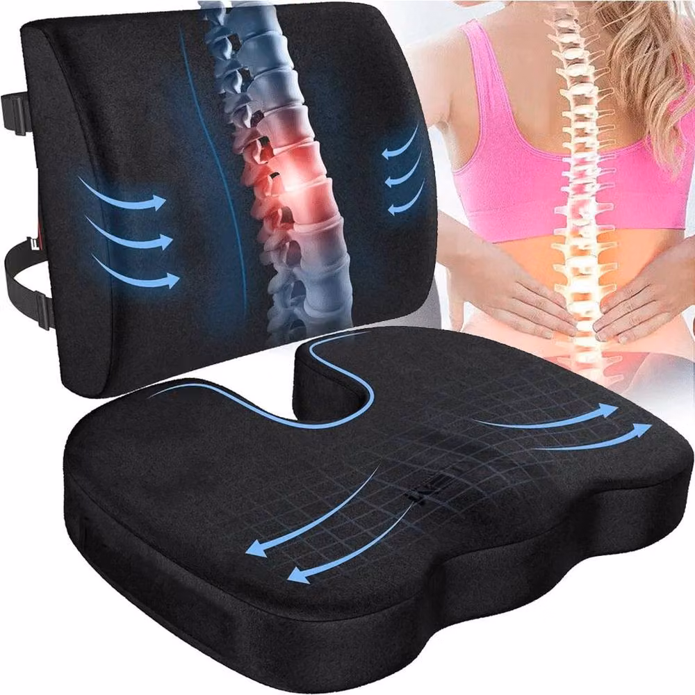 SPETLEK Contoured Memory Foam Lumbar Cushion for Back Support, Black – 4