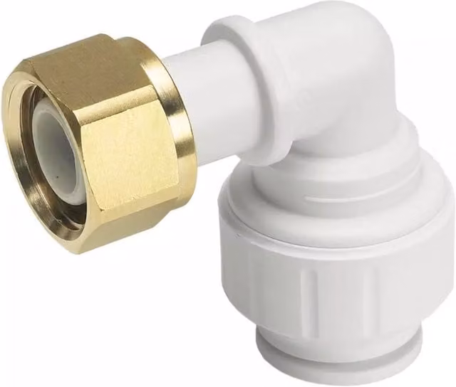 John Guest Bent Tap Connector 15mm x 1/2 inch, White (Pack of 2)