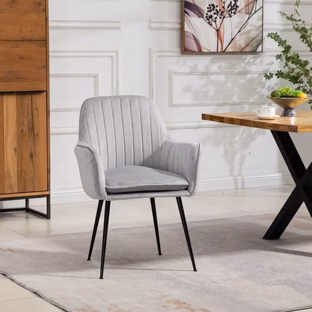 Artemis Home Carrara Velvet Dining Chairs, Set of 2, Silver Grey