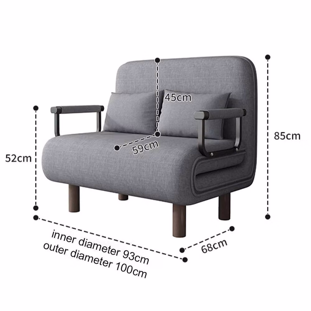 PAWNORA Double Fabric Sofa Bed in Grey with Metal Frame – 2