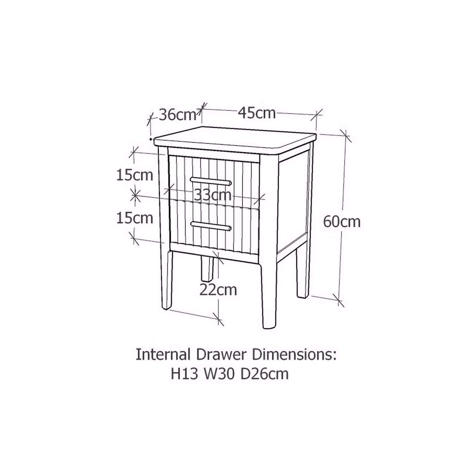 Cabinet Bits Palau 2 Drawer Bedside Table in Grey – 2