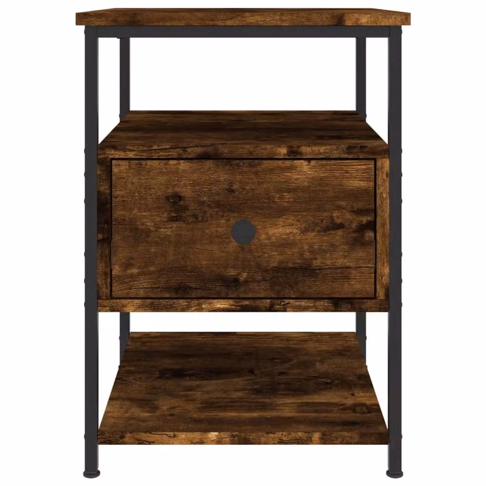 Berkfield Home Smoked Oak Bedside Cabinet, Brown, W/D/H: 40 x 42 x 56 cm – 4