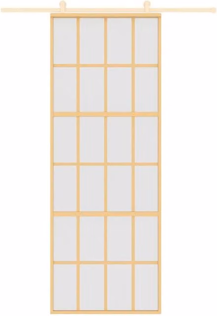 Berkfield Home Gold Sliding Door with Frosted ESG Glass and Aluminium, W: 76 cm, H: 205 cm