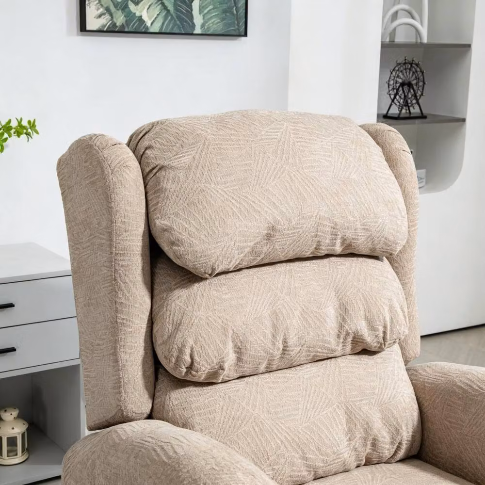STILVORA Electric Riser Recliner Chair with USB and Side Pockets in Beige Velvet Fabric – 7