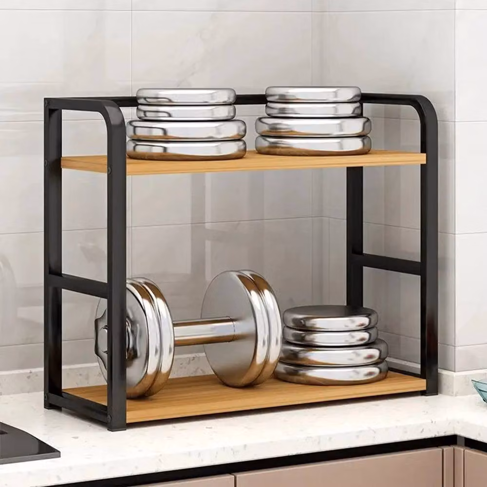 Kelvenix 2-Tier Brown Spice Rack and Desktop Storage Shelf with Adjustable Shelves – 4