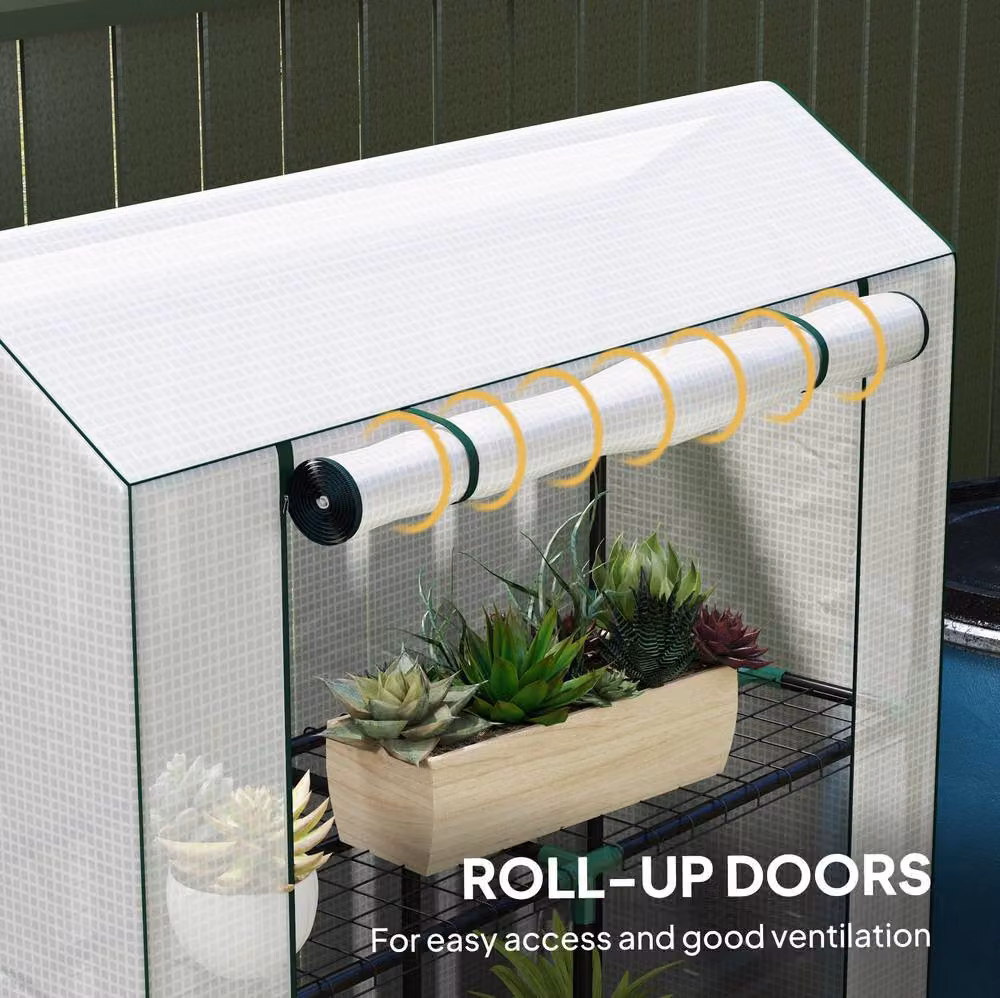 STILVORA 3 Shelf Greenhouse with Steel Frame, White, W/D/H: 100 x 40 x 150 cm – 7
