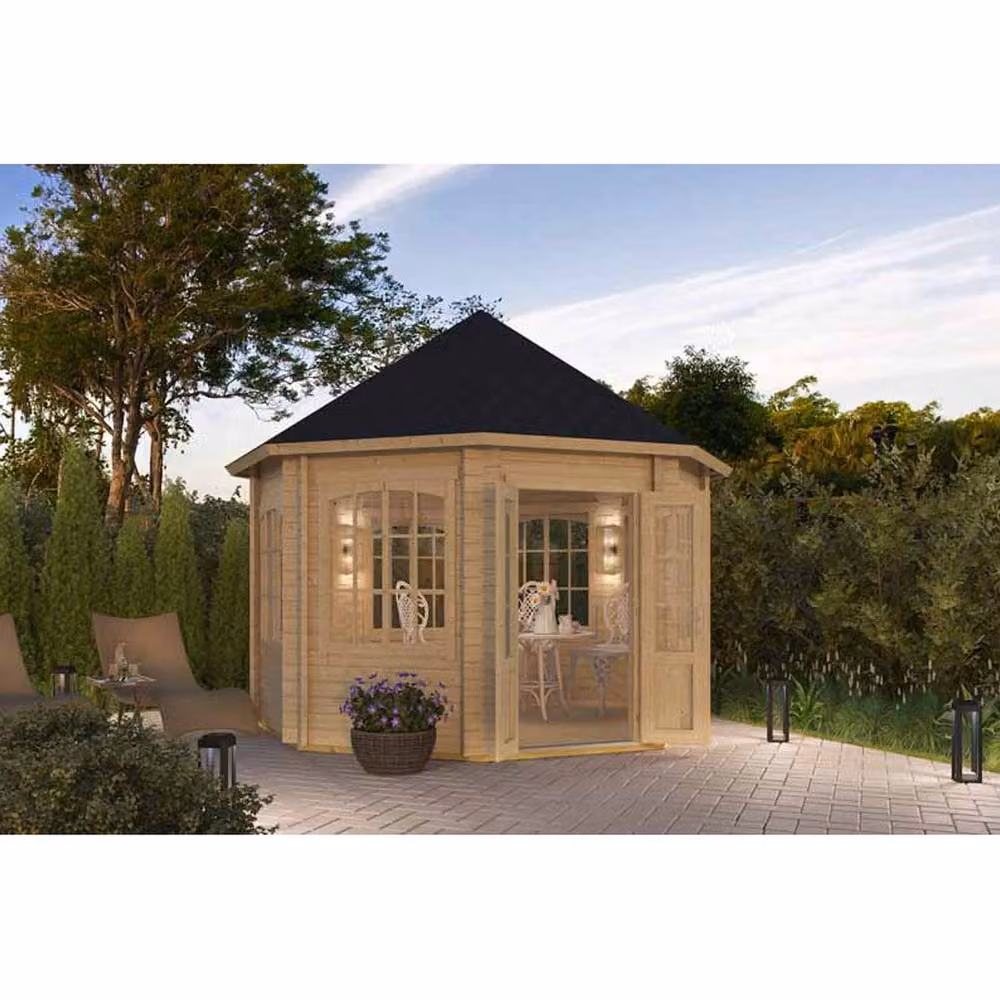 Lasita Maja Ltd Jamaica Log Cabin Garden Room and Home Office in Natural, W: 389.4 cm, D: 389.4 cm, H: 345.4 cm – 4
