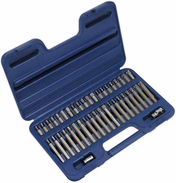 Loops 42pc Multicolour TRX-Star, Hex and Spline Screwdriver Bit Set in Chrome Vanadium Steel with 3/8" and 1/2" Square Drive – 1