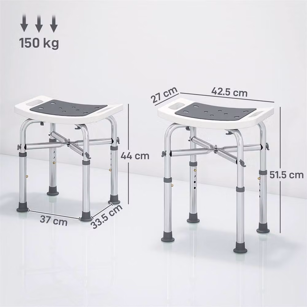 EONLION Grey Adjustable Shower Chair and Stool – 2