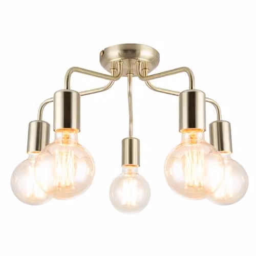 Cosylyte Fraser Modern Metal 5 Light Square Ceiling Flush Light in Brushed Brass, W/D/H: 41 x 41 x 19 cm, 5 x E27 – 1