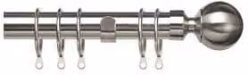 New Edge Blinds 25-28mm Ball End Metal Curtain Pole Set in Satin Silver, Size: 120 cm - 210 cm