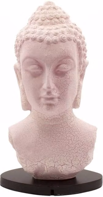 KDMD Buddha Bust Tabletop Lamp with Cherry Crackle Oval Stand in Dusty Pink – 1