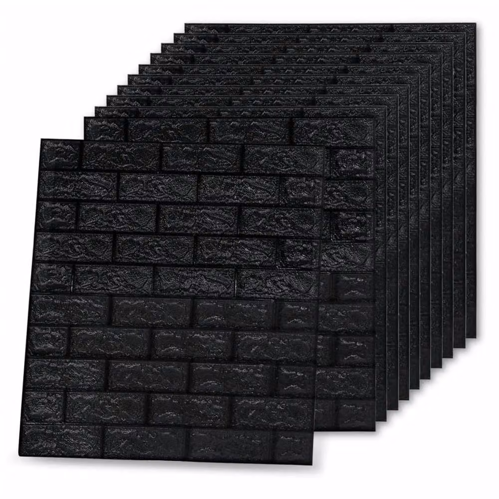 Berkfield Home Realistic 3D Self-adhesive Brick Wallpaper, Black, 20 Pieces – 4