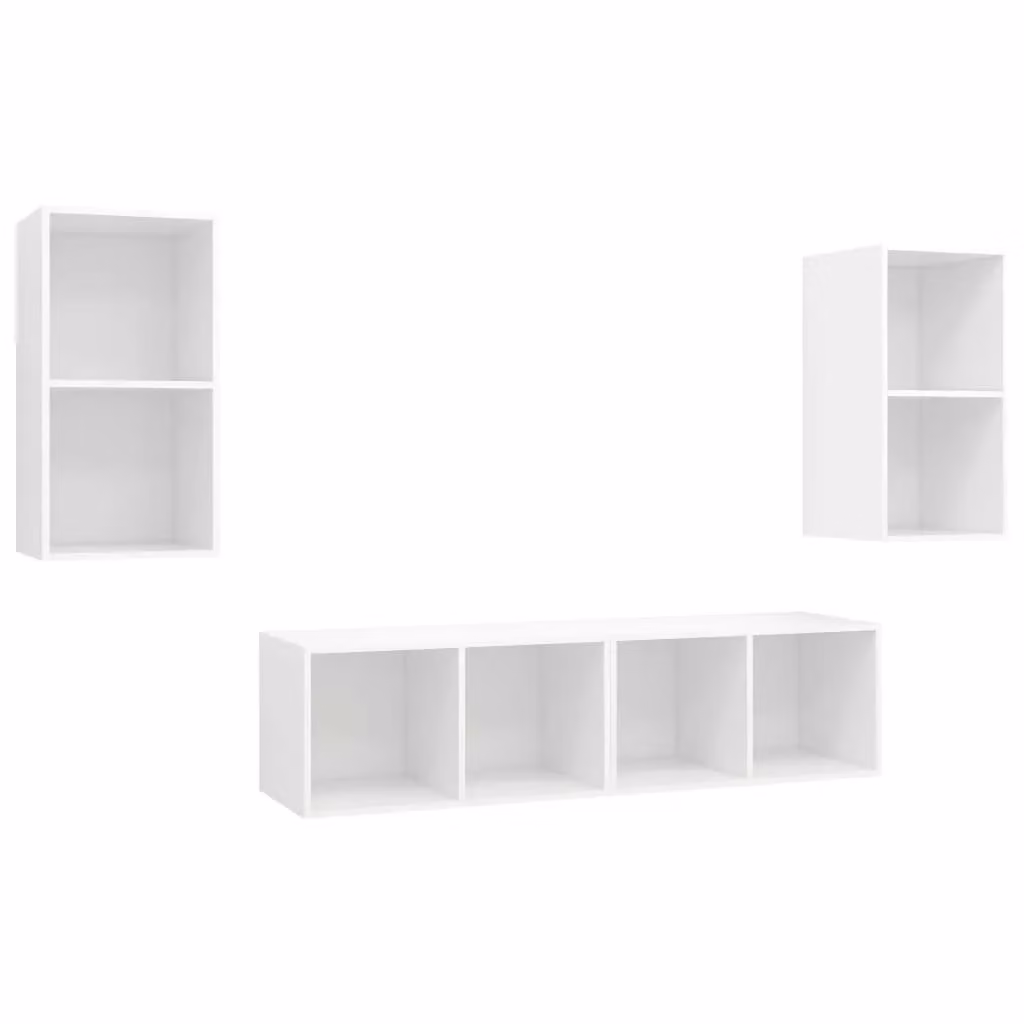 Berkfield Home Set of 4 Wall-mounted White MDF TV Cabinets – 2
