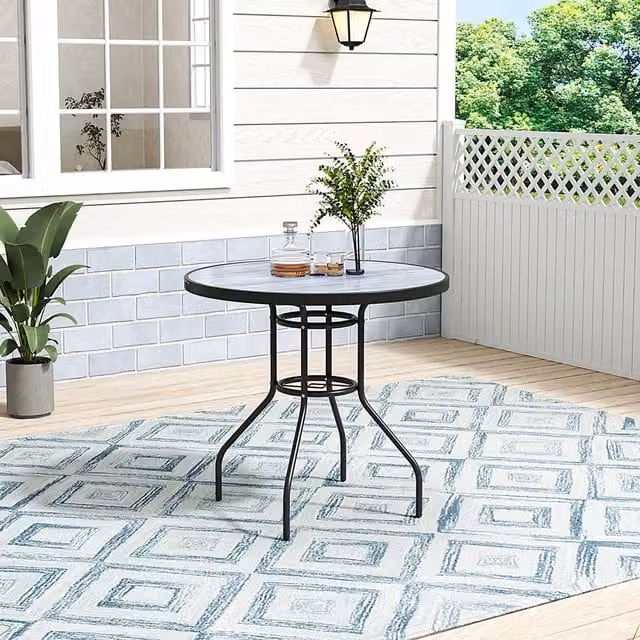 Lifeideas Modern Black Glass and Metal Coffee Table, Width: 80 cm
