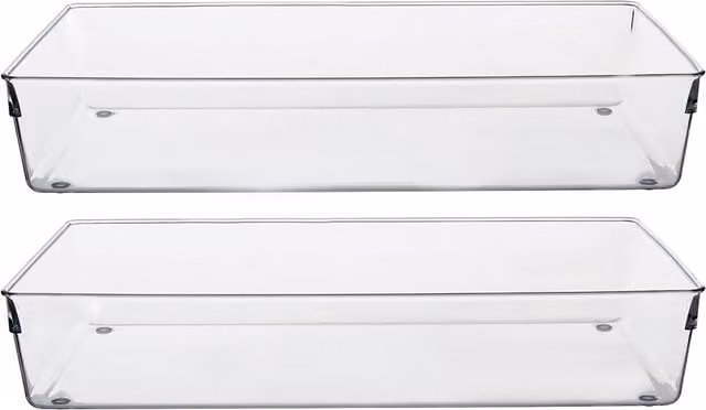 Orsina Set of Two Large Clear Plastic Kitchen Organisers with Integrated Handles