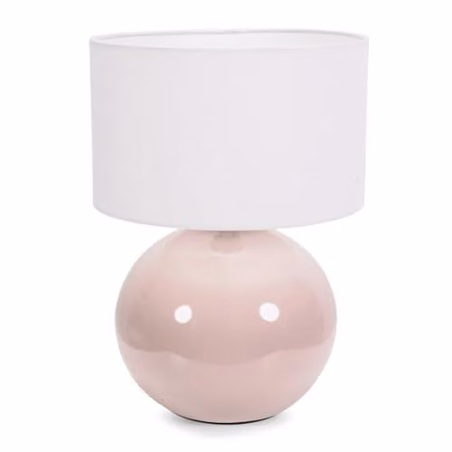 ValueLights Bosco Ceramic Sphere Table Lamp with White Fabric Shade – 1
