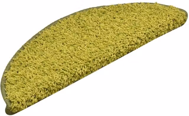 Berkfield Home Self-Adhesive Carpet Stair Treads, 15 Pieces, Green, W/D/H: 56 x 17 x 3 cm