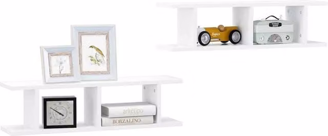 Berkfield Home Sturdy Wall Mounted Shelves, 2 Pack, White, W: 75 cm, D: 18 cm, H: 20 cm
