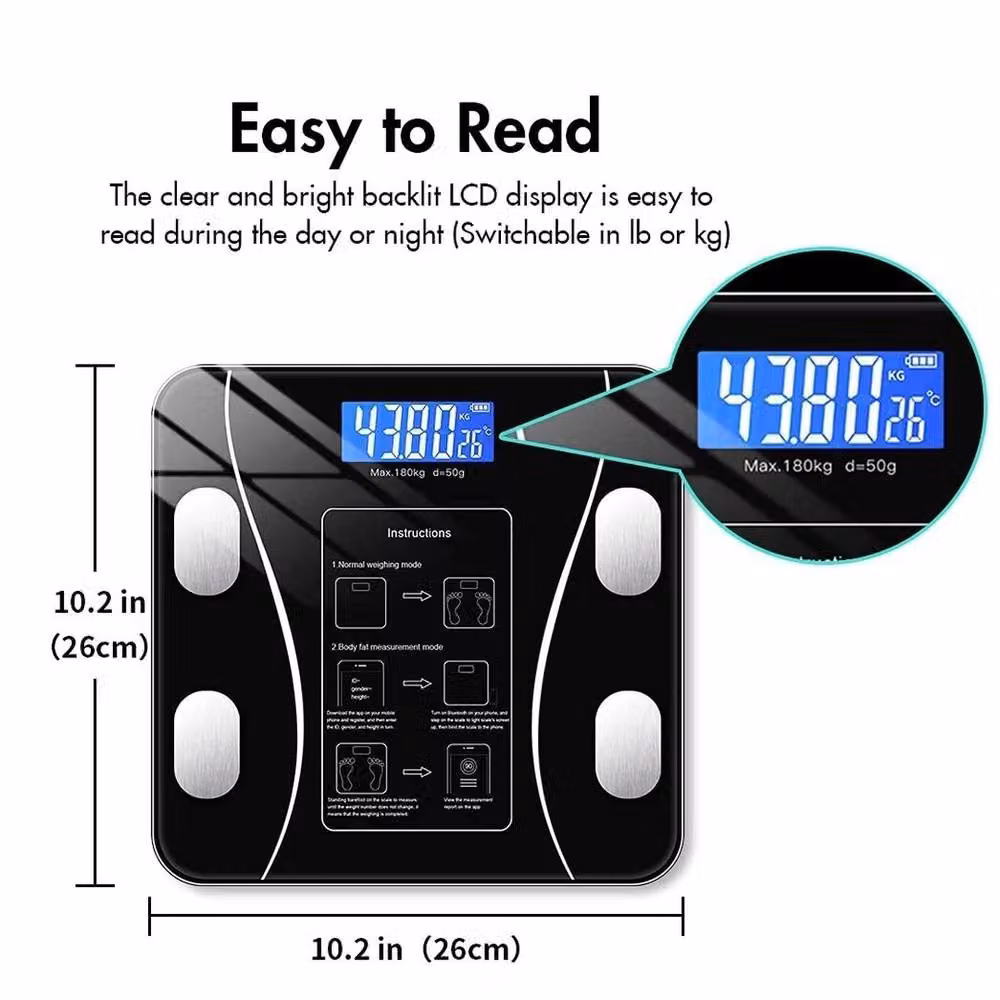 VOGREX Digital Smart Bathroom Scales in Black with App Control and Body Composition Analysis – 2