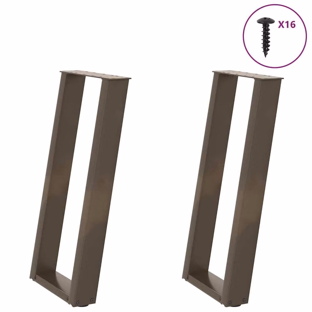 Berkfield Home U-Shaped Console Table Legs, 2 Pieces, Brown Steel, W: 38 cm, H: 72-73 cm – 2