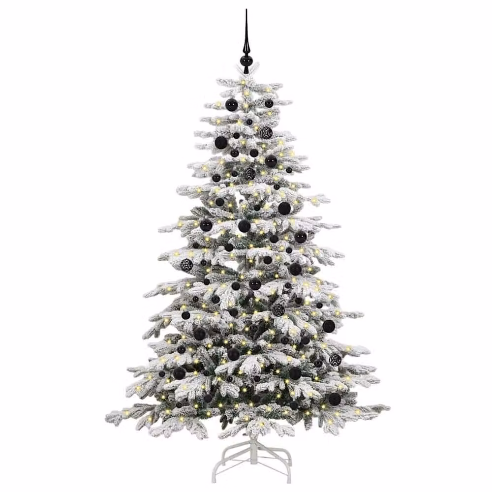 Berkfield Home Artificial Hinged Christmas Tree in White, Height: 210 cm – 3