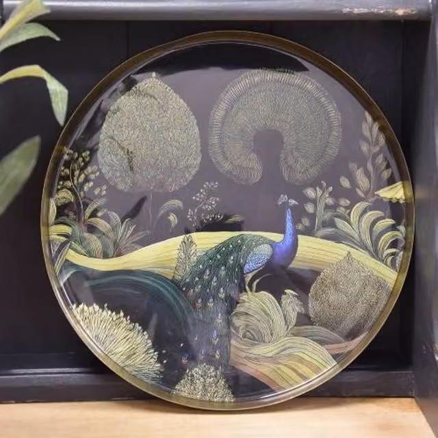 Madison & Mayfair Bukhara Round Gold Metal Floral Decorative Tray